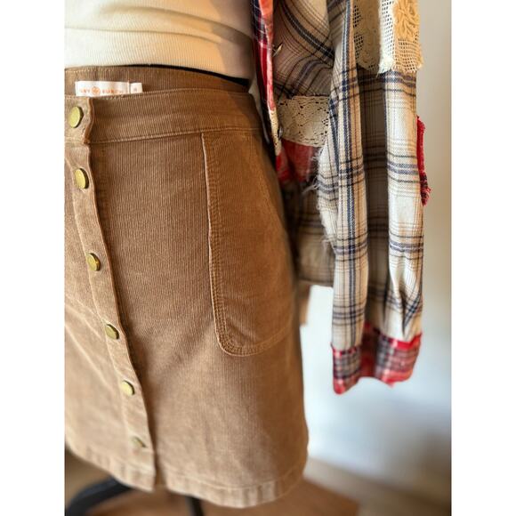 TORY BURCH Lucitano Corduroy Mini Skirt Color Beachwood Coffee Sz 14 Women’s - Picture 3 of 7